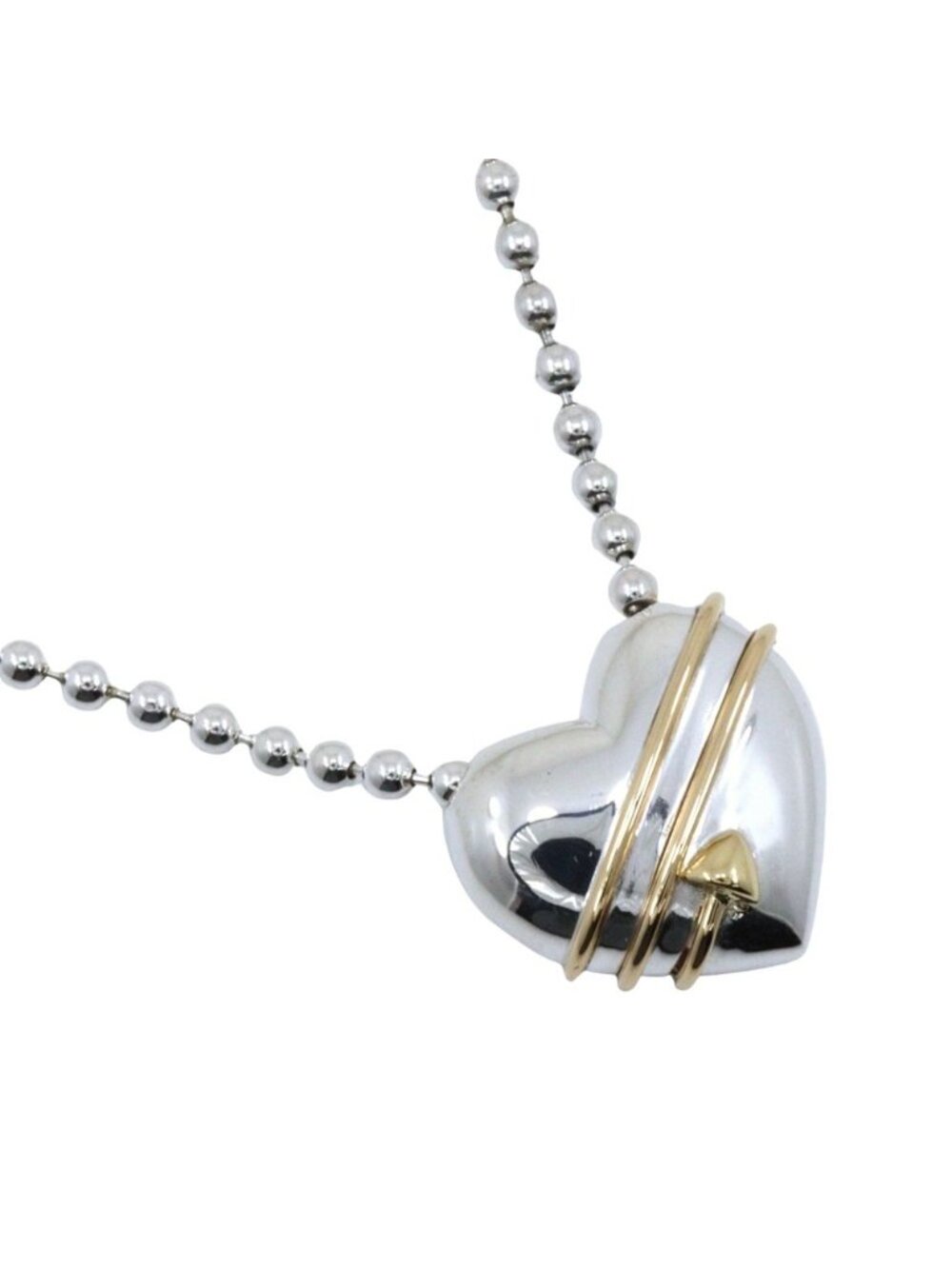 Tiffany & Co Heart Arrow 925 Sterling Silver 18k Yellow Gold Necklace